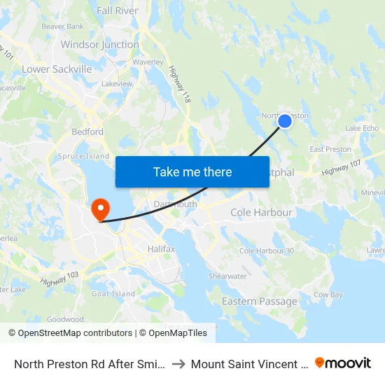 North Preston Rd After Smith Ln (7116) to Mount Saint Vincent University map