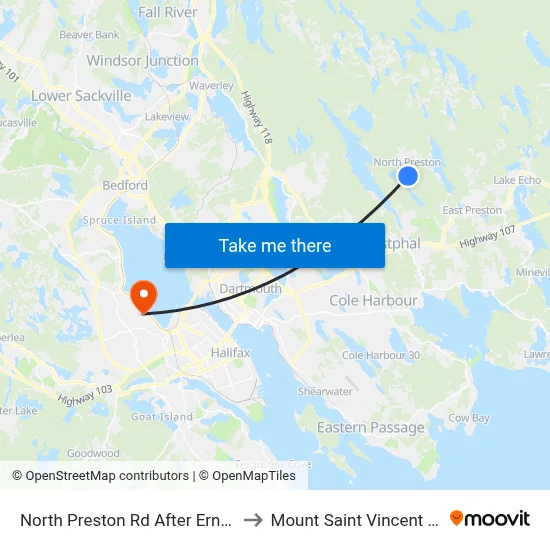 North Preston Rd After Ernie Ln (7118) to Mount Saint Vincent University map