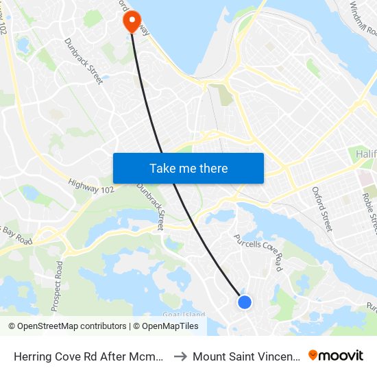 Herring Cove Rd After Mcmullen Rd (6870) to Mount Saint Vincent University map