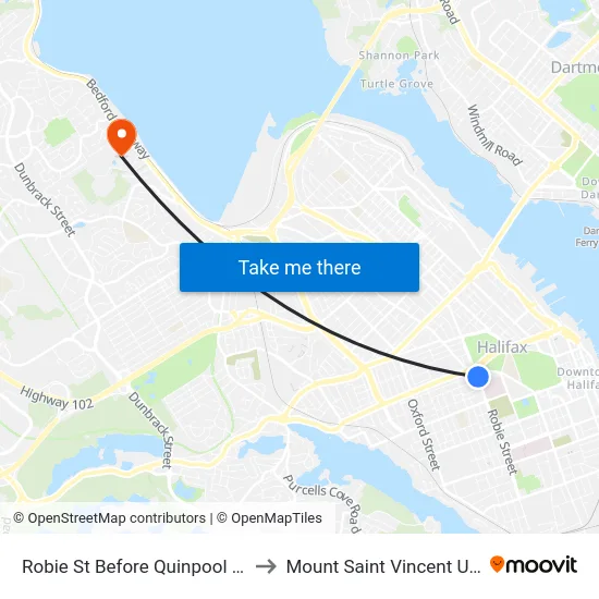 Robie St Before Quinpool Rd (8223) to Mount Saint Vincent University map