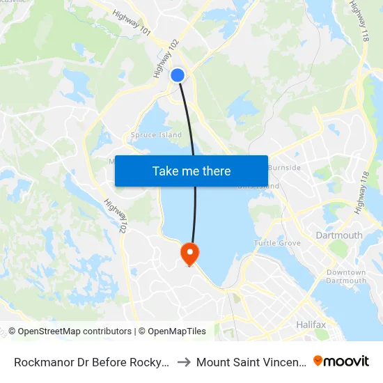 Rockmanor Dr Before Rocky Lake Dr (8228) to Mount Saint Vincent University map