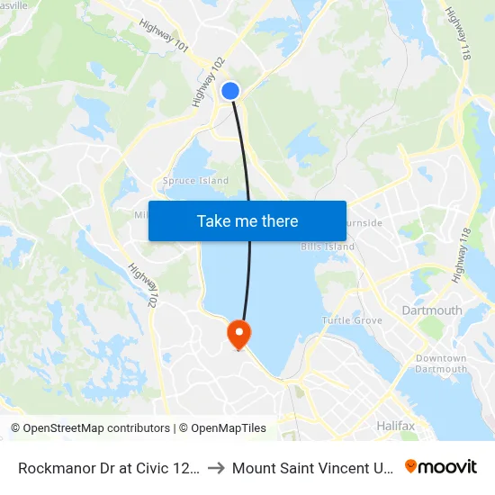 Rockmanor Dr at Civic 125 (8229) to Mount Saint Vincent University map