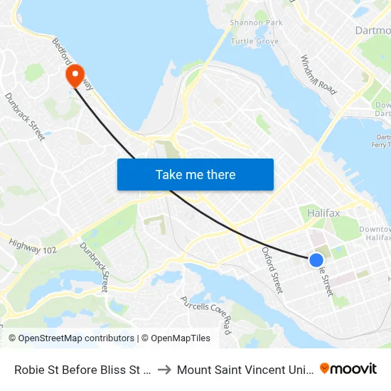 Robie St Before Bliss St (8194) to Mount Saint Vincent University map
