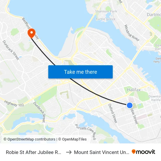 Robie St After Jubilee Rd (8195) to Mount Saint Vincent University map