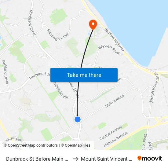 Dunbrack St Before Main Ave (6604) to Mount Saint Vincent University map