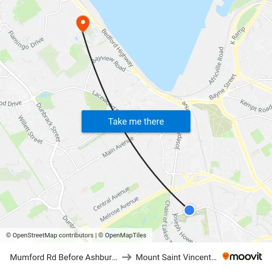Mumford Rd Before Ashburn Ave (7280) to Mount Saint Vincent University map