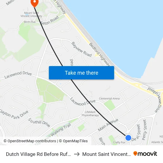Dutch Village Rd Before Rufus Ave (6614) to Mount Saint Vincent University map