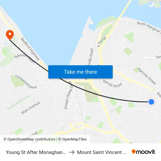 Young St After Monaghan Dr (8629) to Mount Saint Vincent University map