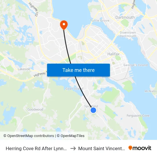 Herring Cove Rd After Lynnett Rd (6849) to Mount Saint Vincent University map