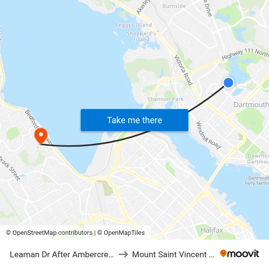 Leaman Dr After Ambercrest Pl (7126) to Mount Saint Vincent University map