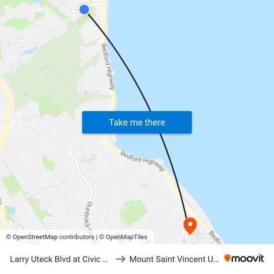Larry Uteck Blvd at Civic 54 (7124) to Mount Saint Vincent University map