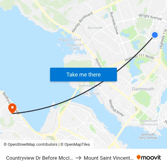 Countryview Dr Before Mcclure Cl (6841) to Mount Saint Vincent University map