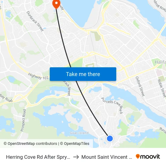 Herring Cove Rd After Spry Ave (6845) to Mount Saint Vincent University map