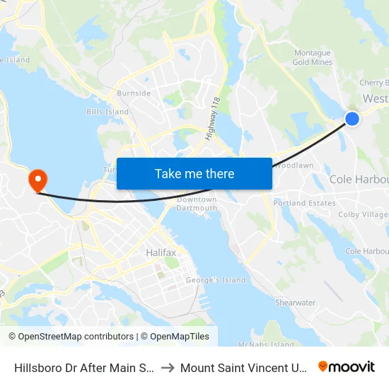 Hillsboro Dr After Main St (6934) to Mount Saint Vincent University map
