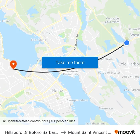 Hillsboro Dr Before Barbara Dr (6935) to Mount Saint Vincent University map