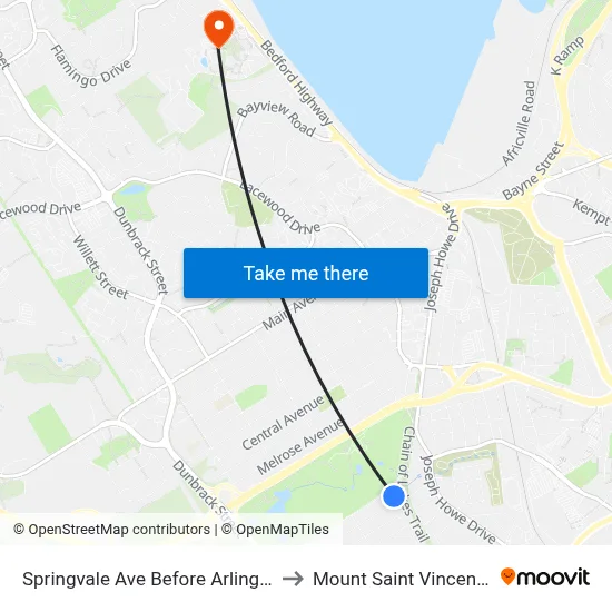 Springvale Ave Before Arlington Ave (8346) to Mount Saint Vincent University map