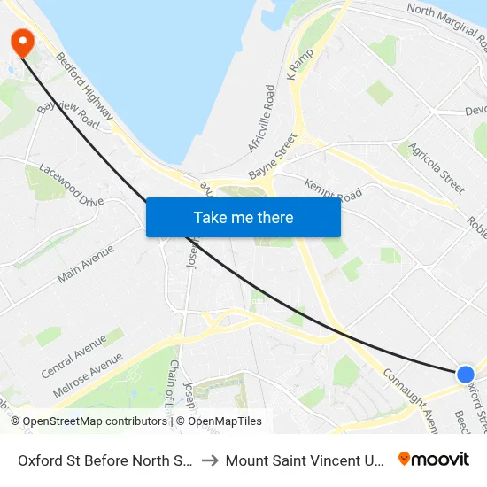 Oxford St Before North St (7418) to Mount Saint Vincent University map