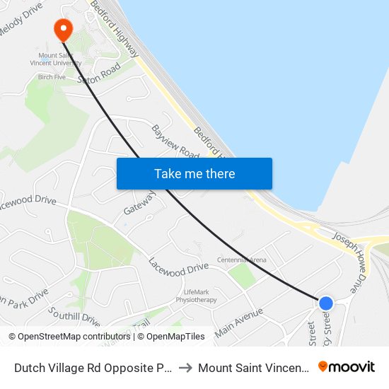 Dutch Village Rd Opposite Percy St (6616) to Mount Saint Vincent University map
