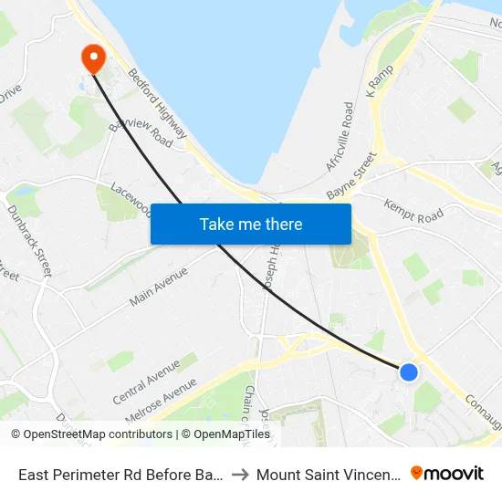 East Perimeter Rd Before Bayers Rd (6619) to Mount Saint Vincent University map