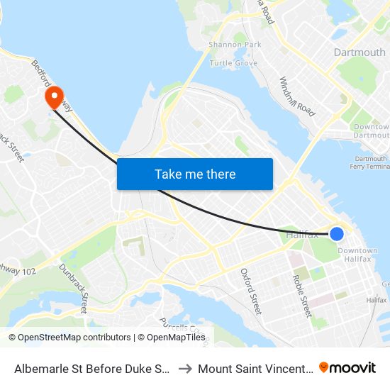 Albemarle St Before Duke St Bay 3 (6108) to Mount Saint Vincent University map