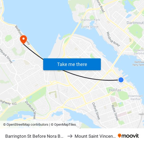 Barrington St Before Nora Bernard St (6104) to Mount Saint Vincent University map
