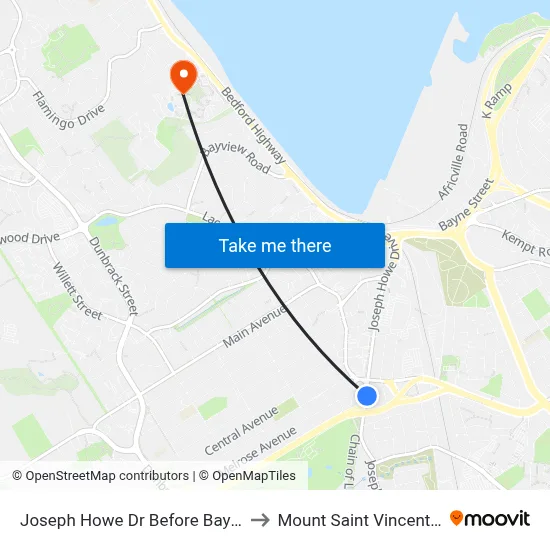 Joseph Howe Dr Before Bayers Rd (6981) to Mount Saint Vincent University map