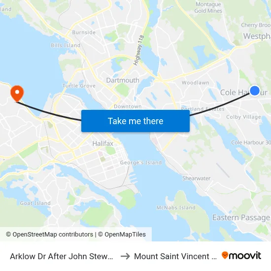 Arklow Dr After John Stewart Dr (6035) to Mount Saint Vincent University map