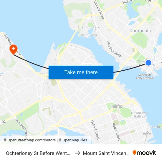 Ochterloney St Before Wentworth St (7389) to Mount Saint Vincent University map