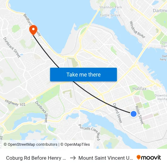 Coburg Rd Before Henry St (6454) to Mount Saint Vincent University map