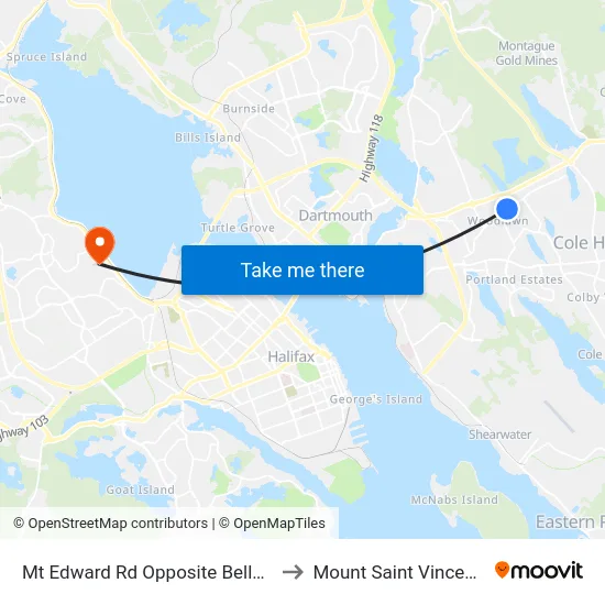 Mt Edward Rd Opposite Belle Vista Dr (7256) to Mount Saint Vincent University map