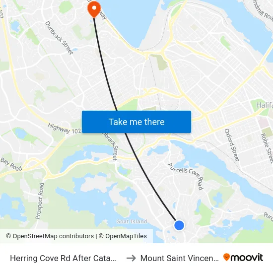 Herring Cove Rd After Catamaran Rd (6852) to Mount Saint Vincent University map