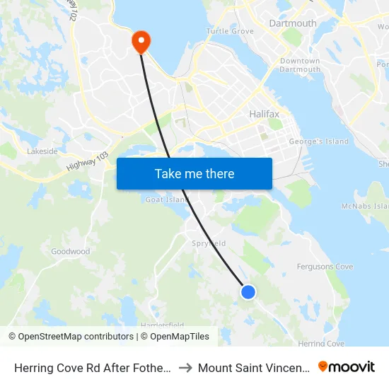 Herring Cove Rd After Fotherby Ave (6859) to Mount Saint Vincent University map