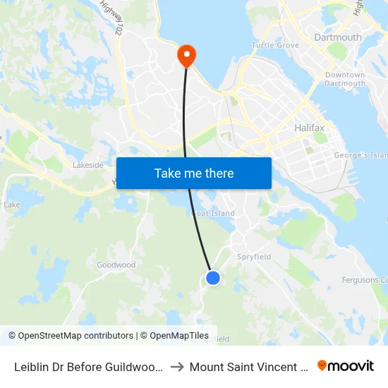 Leiblin Dr Before Guildwood Cr (7136) to Mount Saint Vincent University map