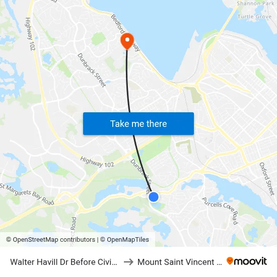 Walter Havill Dr Before Civic 201 (8806) to Mount Saint Vincent University map