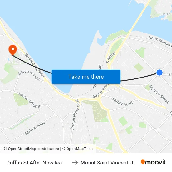 Duffus St After Novalea Dr (6582) to Mount Saint Vincent University map