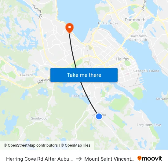 Herring Cove Rd After Auburn Ave (6875) to Mount Saint Vincent University map