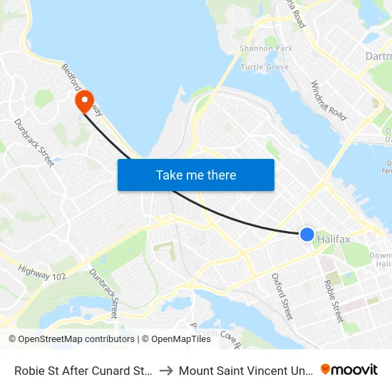 Robie St After Cunard St (8205) to Mount Saint Vincent University map