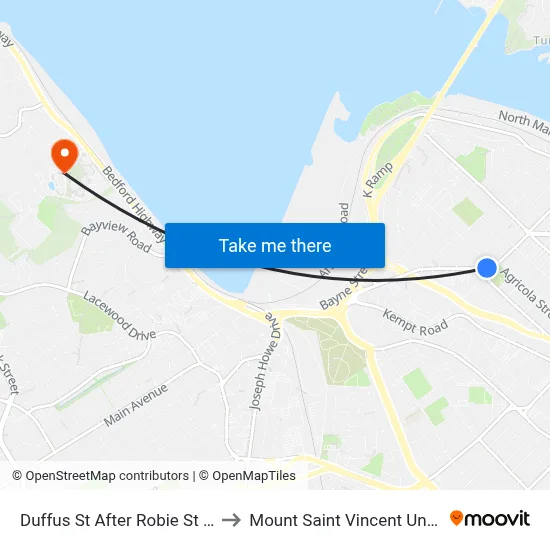 Duffus St After Robie St (6929) to Mount Saint Vincent University map