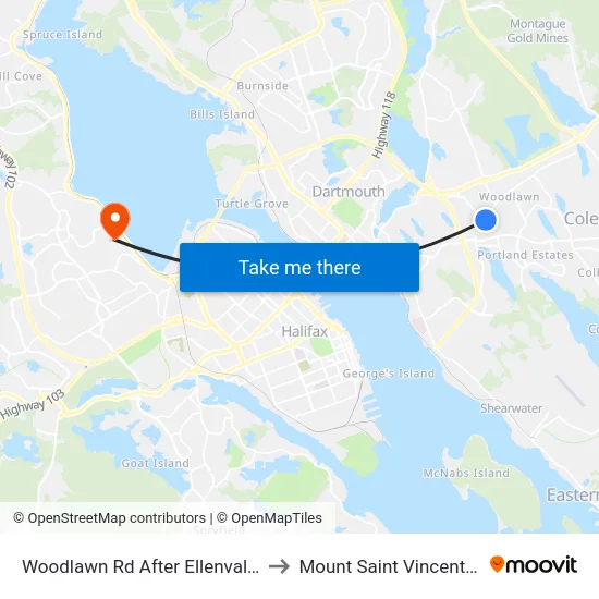 Woodlawn Rd After Ellenvale Ave (8593) to Mount Saint Vincent University map