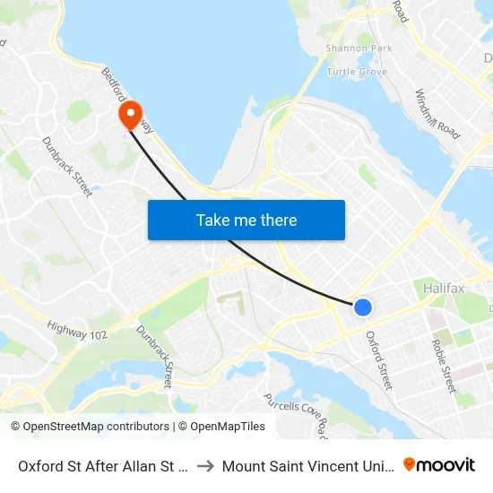 Oxford St After Allan St (7404) to Mount Saint Vincent University map