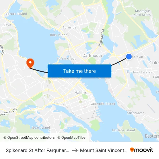Spikenard St After Farquharson St (8320) to Mount Saint Vincent University map