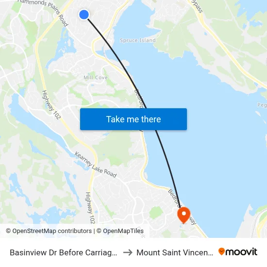 Basinview Dr Before Carriageway Ct (6134) to Mount Saint Vincent University map