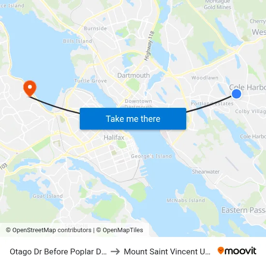 Otago Dr Before Poplar Dr (7398) to Mount Saint Vincent University map