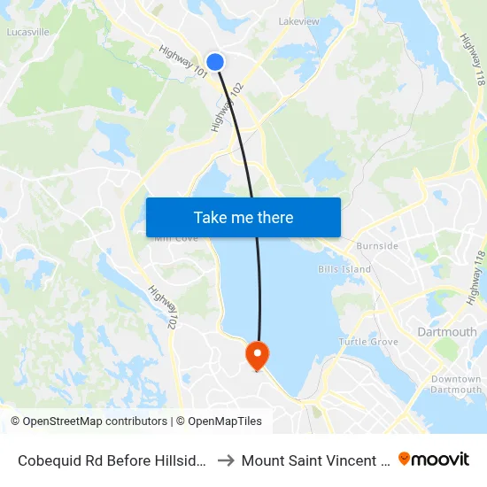 Cobequid Rd Before Hillside Ave (6442) to Mount Saint Vincent University map