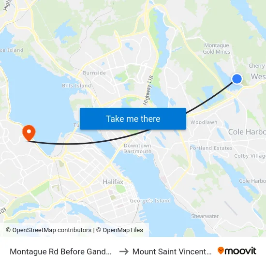 Montague Rd Before Gander Ave (7245) to Mount Saint Vincent University map