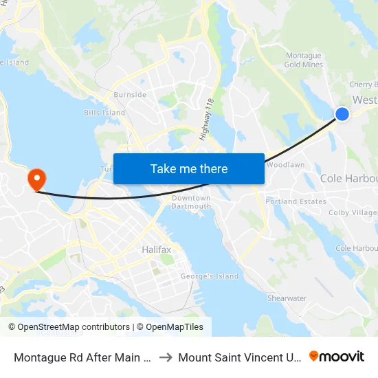 Montague Rd After Main St (7242) to Mount Saint Vincent University map