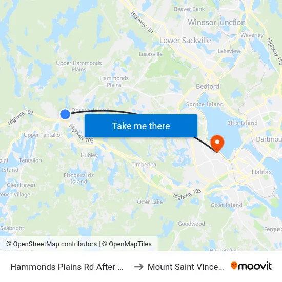 Hammonds Plains Rd After Winslow Dr (6824) to Mount Saint Vincent University map
