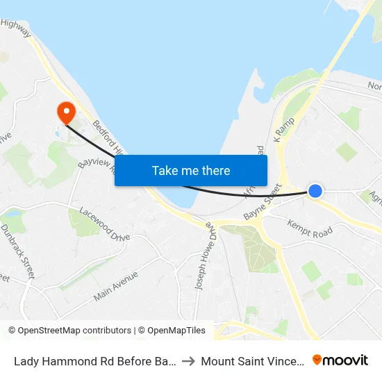 Lady Hammond Rd Before Basinview Dr (7095) to Mount Saint Vincent University map