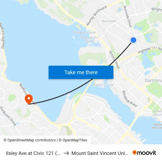 Ilsley Ave at Civic 121 (6958) to Mount Saint Vincent University map