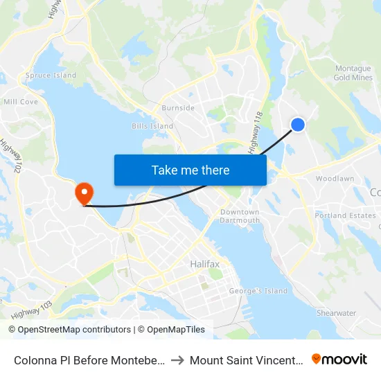 Colonna Pl Before Montebello Dr (6484) to Mount Saint Vincent University map